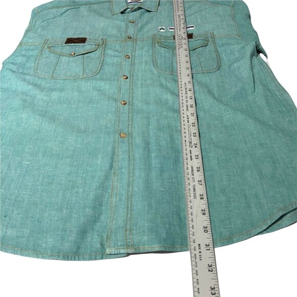 Vintage MTO Button Up Men's XL Green‎ LS Sleeve 90s Jade *Flaw Read** - Picture 3 of 10
